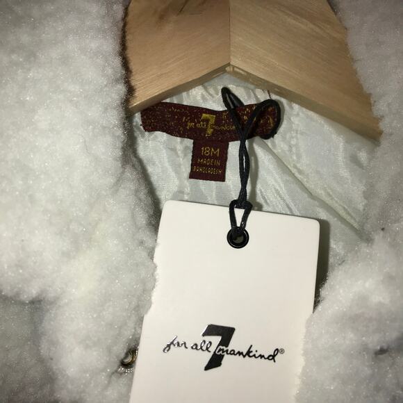 New 7 For All Man Kind Baby’s Sherpa Button Up Jacket White Sz 18M - Picture 4 of 11